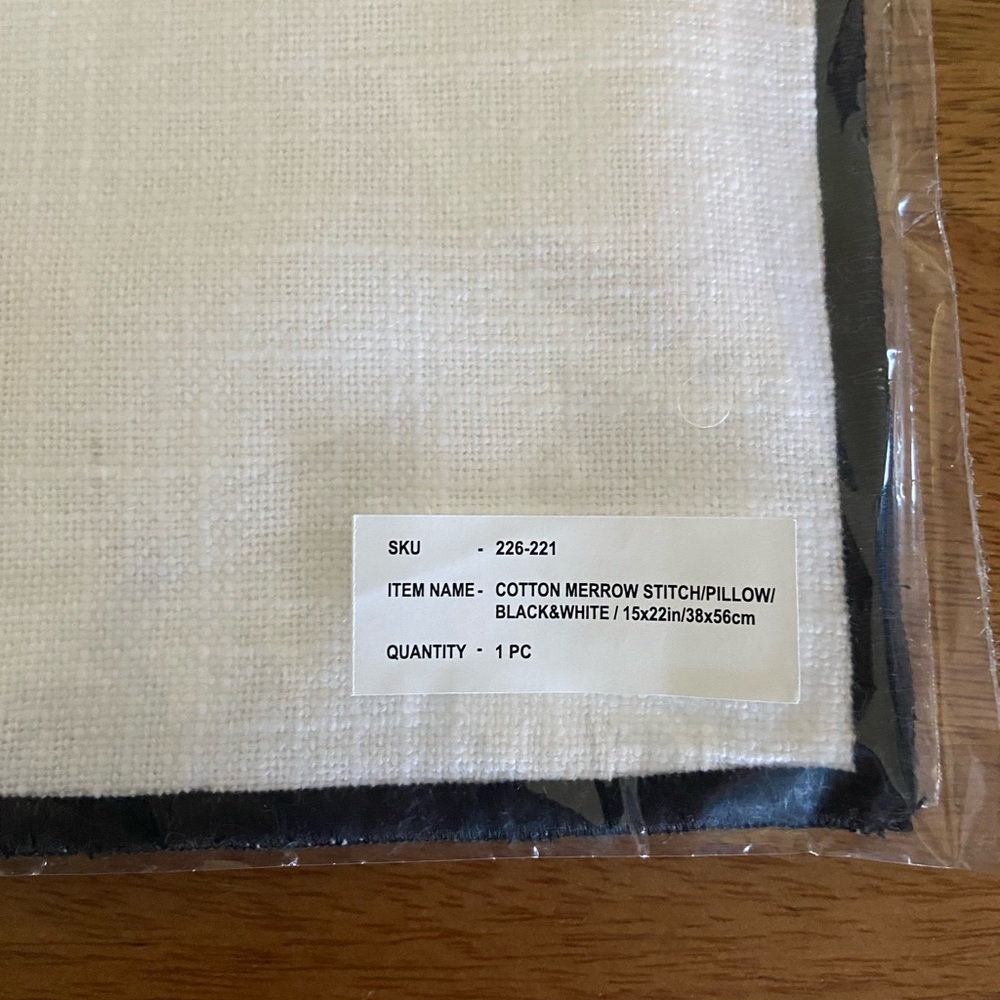 Two New Crate & Barrel Cotton White with Black Trim Pillow Shams - Picture 3 of 6